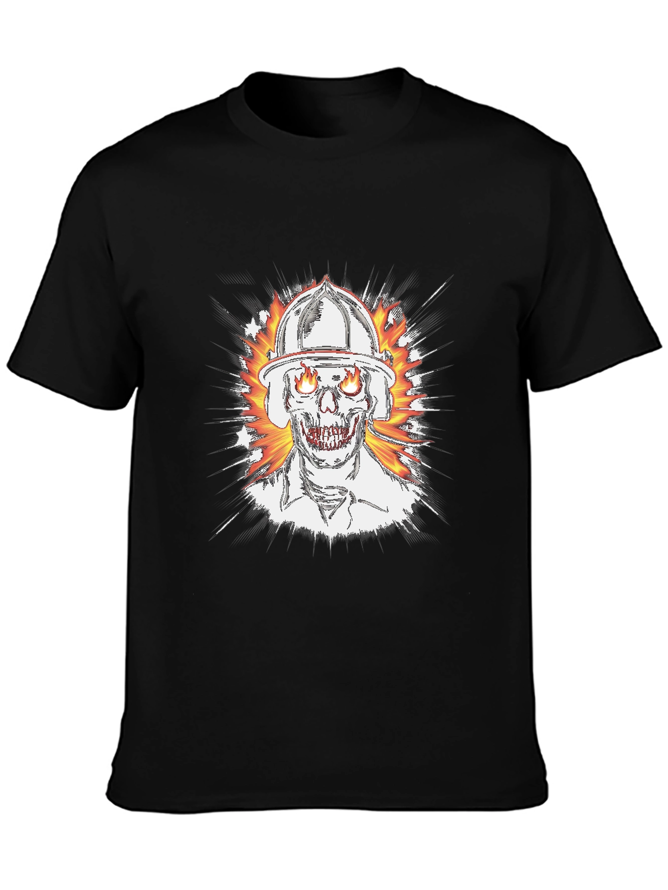 Flaming Skull Firefighter T-Shirt