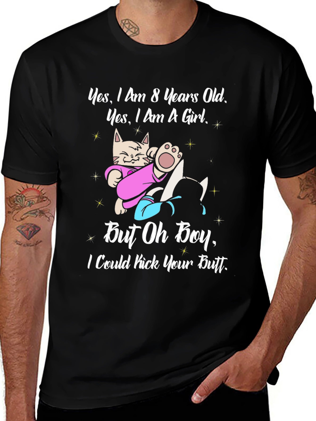 8 Years Old Girl Funny Cat T-Shirt