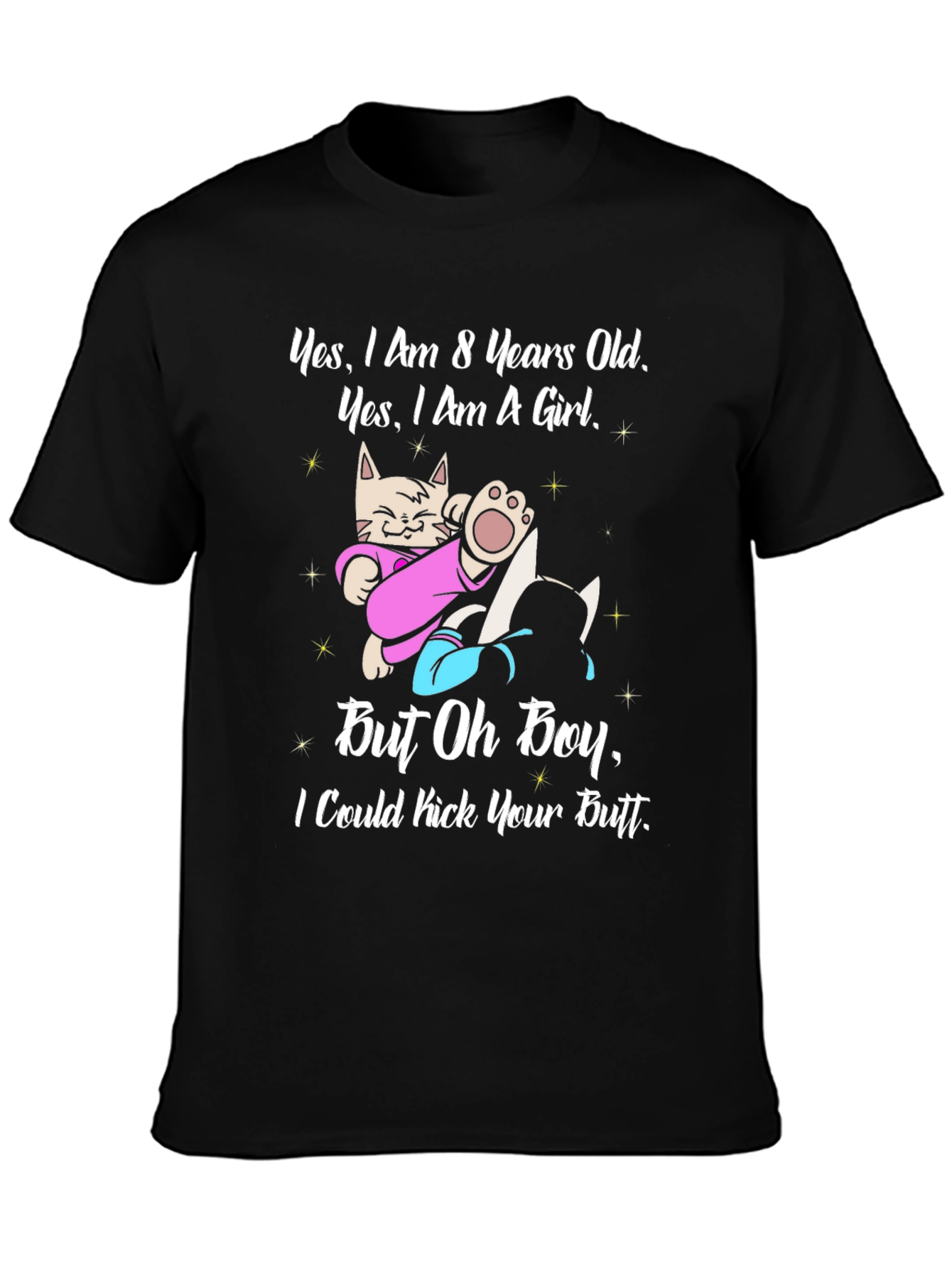 8 Years Old Girl Funny Cat T-Shirt