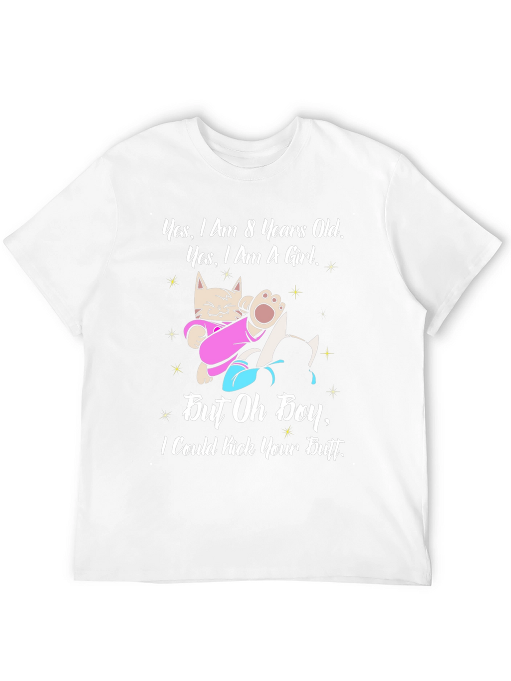 8 Years Old Girl Funny Cat T-Shirt