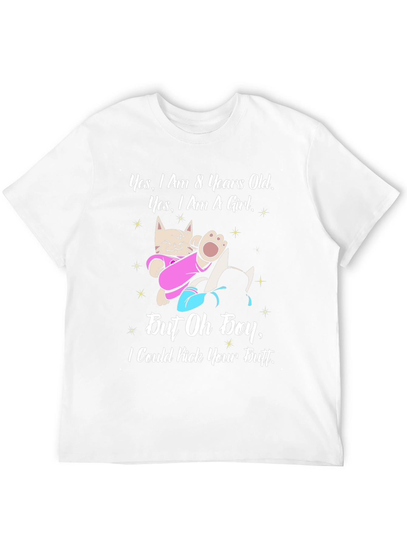 8 Years Old Girl Funny Cat T-Shirt