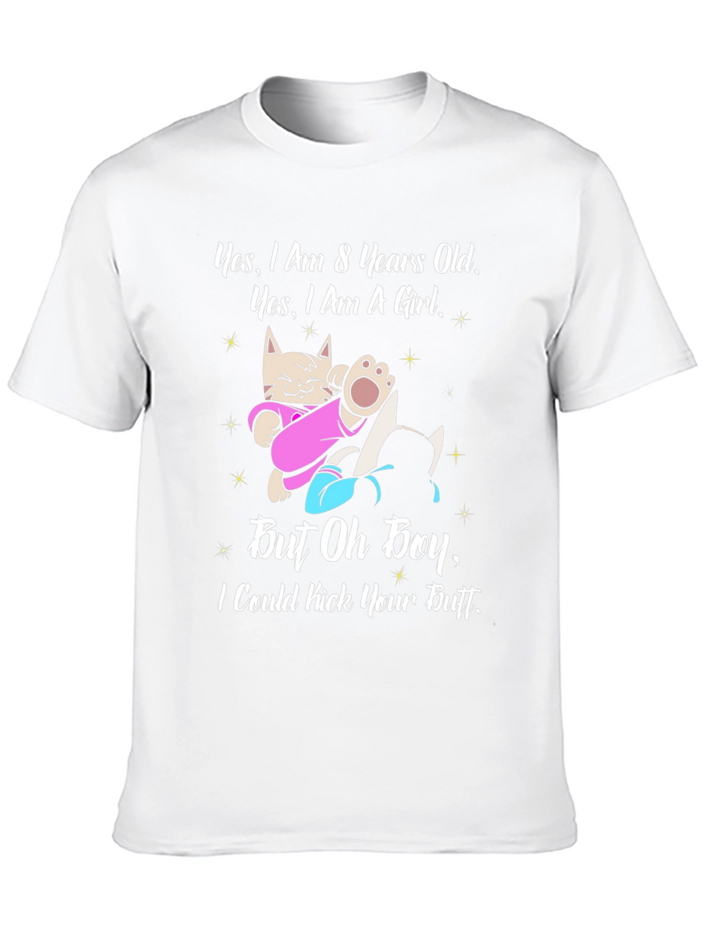 8 Years Old Girl Funny Cat T-Shirt