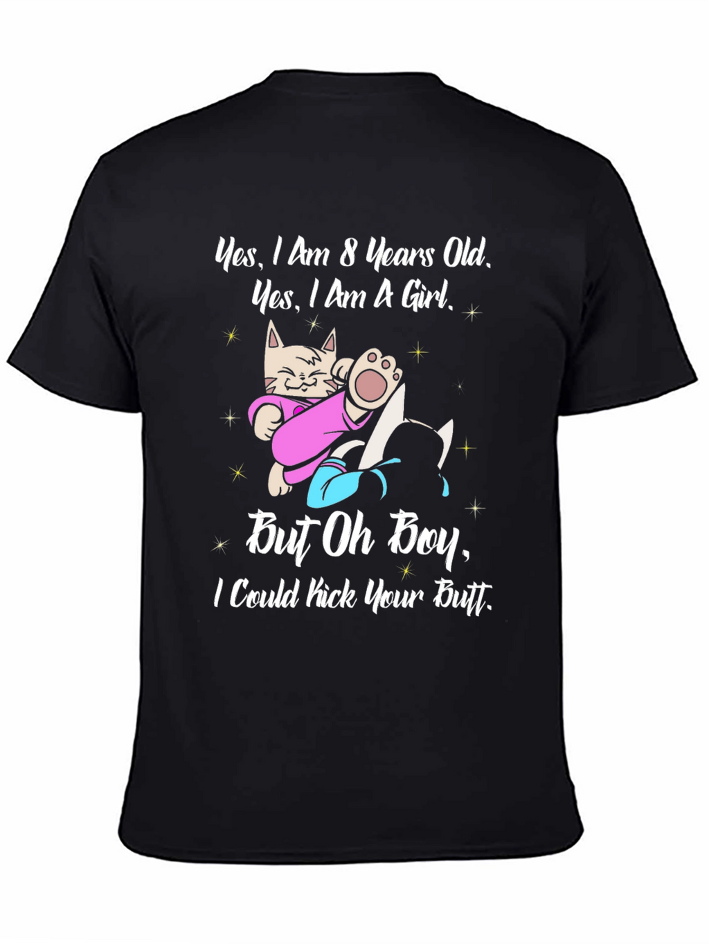 8 Years Old Girl Funny Cat T-Shirt