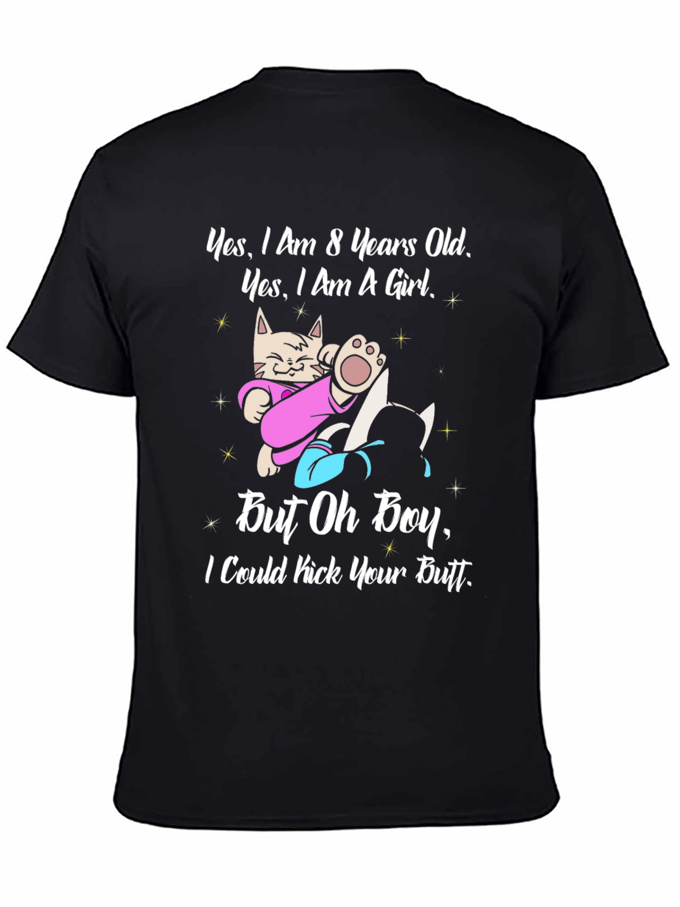 8 Years Old Girl Funny Cat T-Shirt