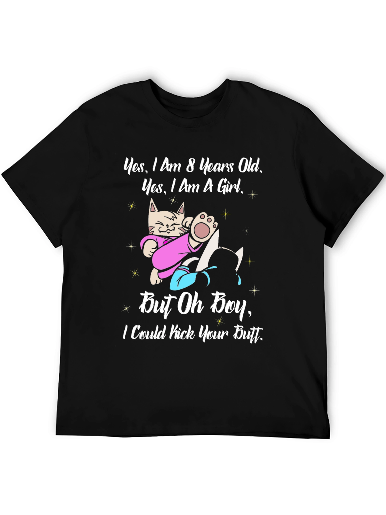 8 Years Old Girl Funny Cat T-Shirt