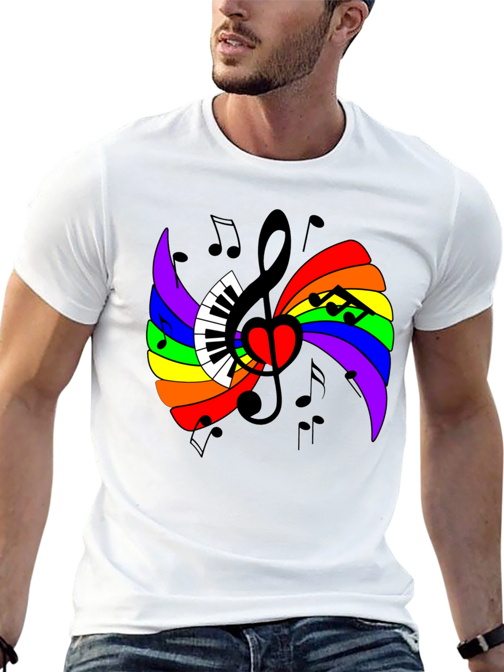 Rainbow Music Note Heart T-Shirt