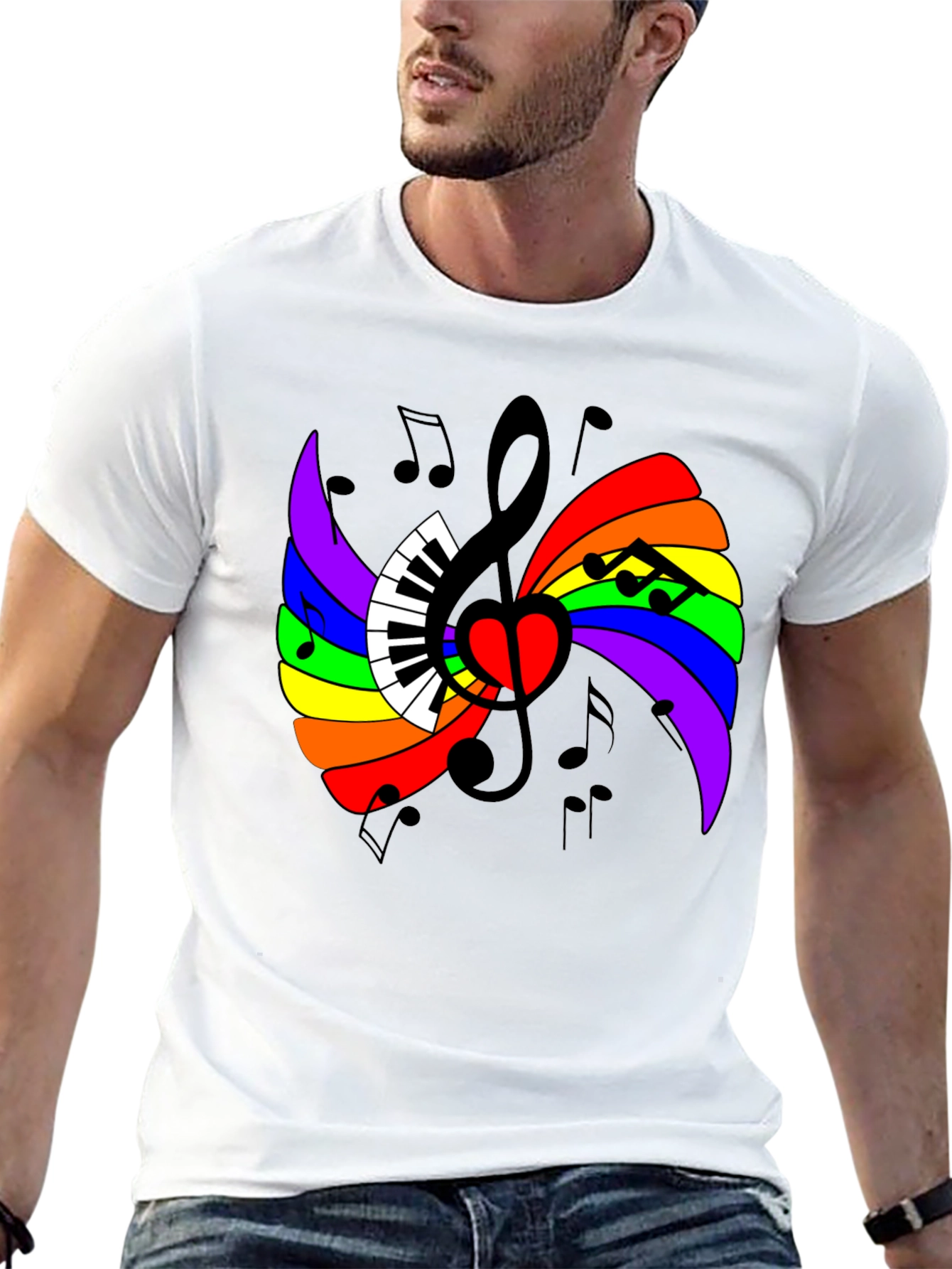 Rainbow Music Note Heart T-Shirt