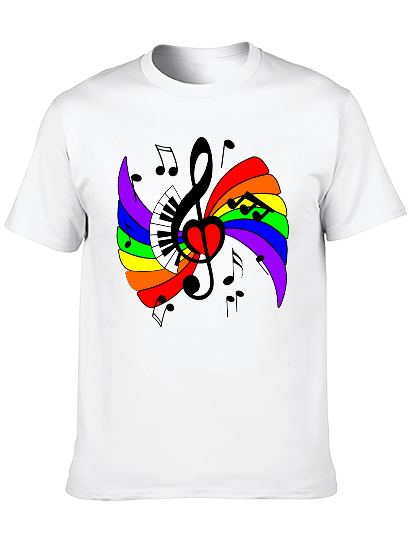 Rainbow Music Note Heart T-Shirt
