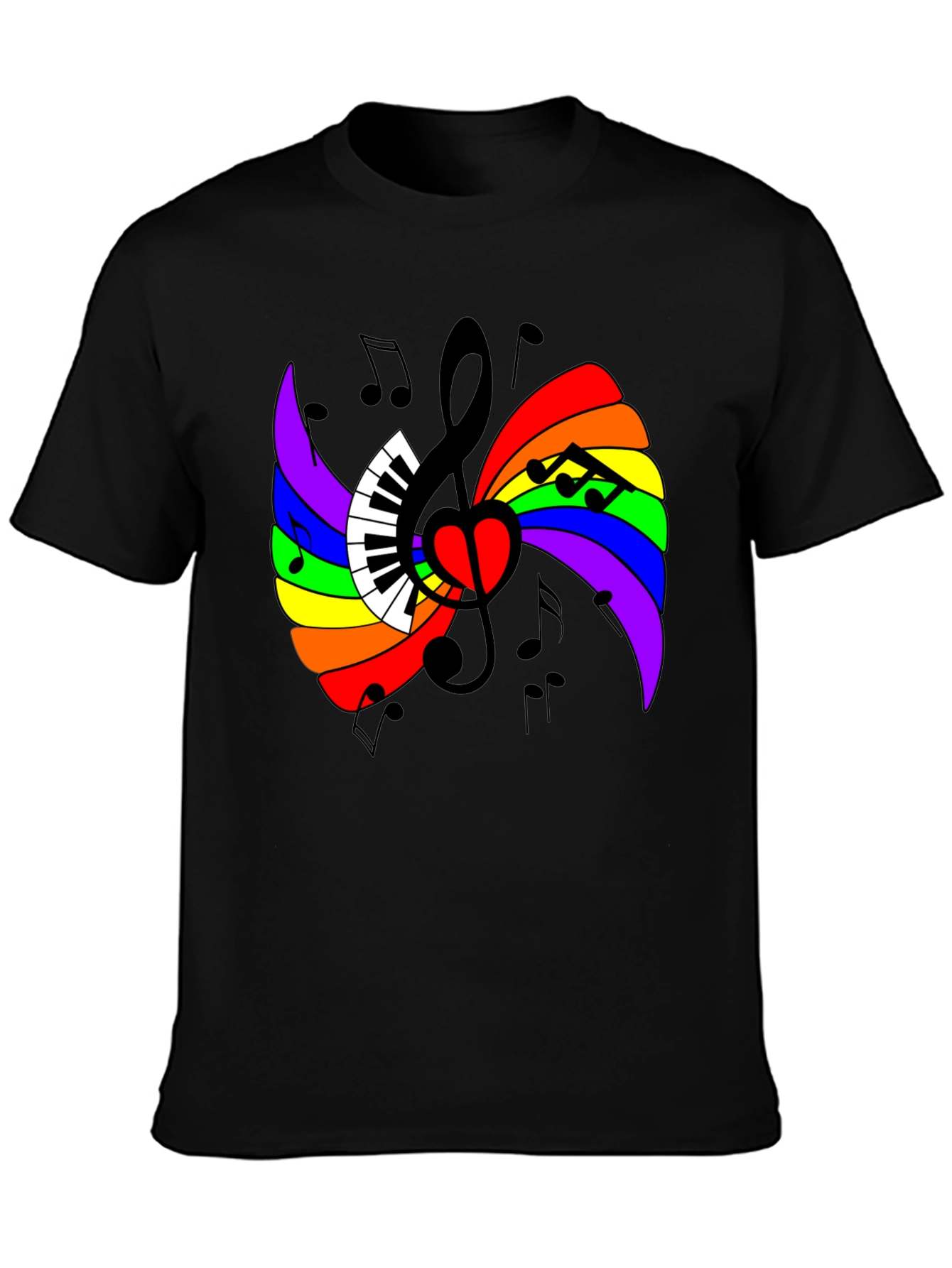 Rainbow Music Note Heart T-Shirt