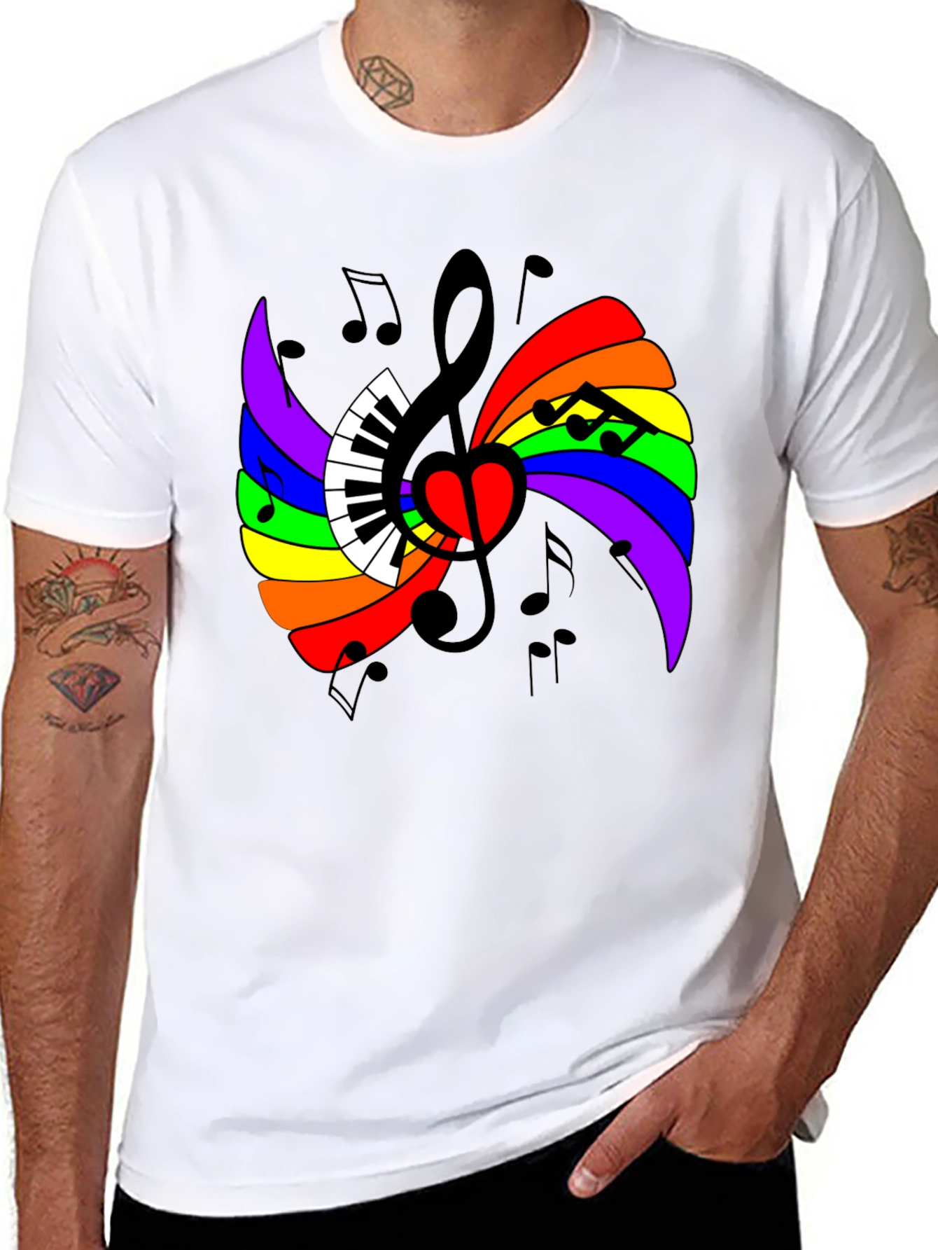 Rainbow Music Note Heart T-Shirt