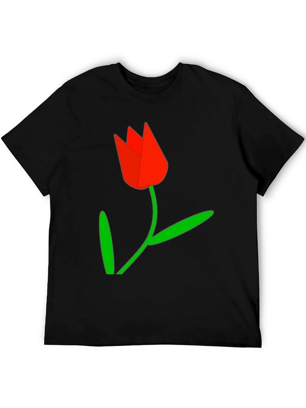 Black Tee with Red Tulip Graphic