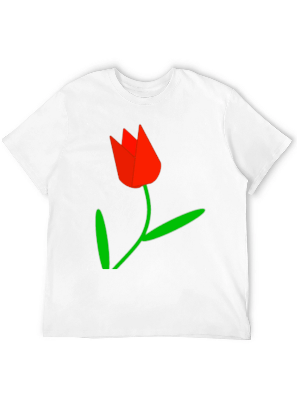 Black Tee with Red Tulip Graphic