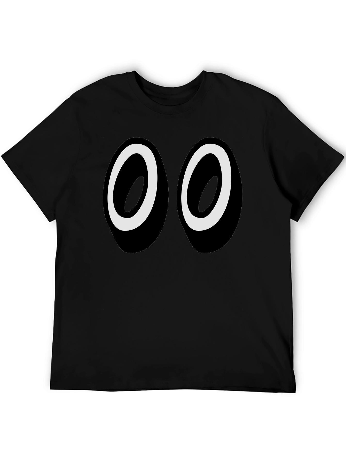 Funny Cartoon Eyes Graphic Black T-Shirt