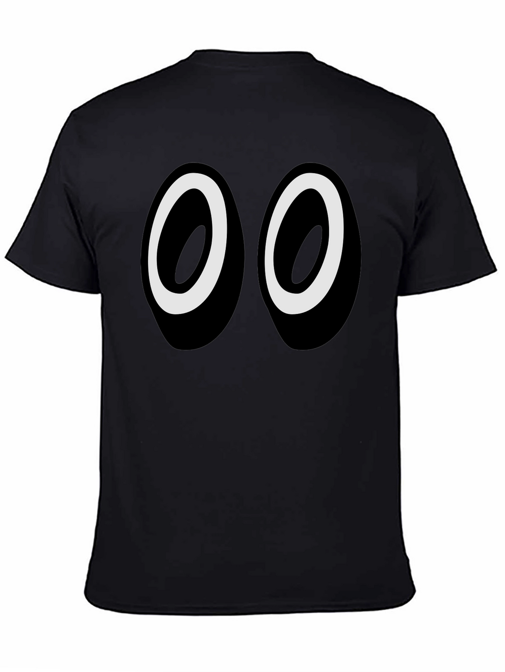 Funny Cartoon Eyes Graphic Black T-Shirt