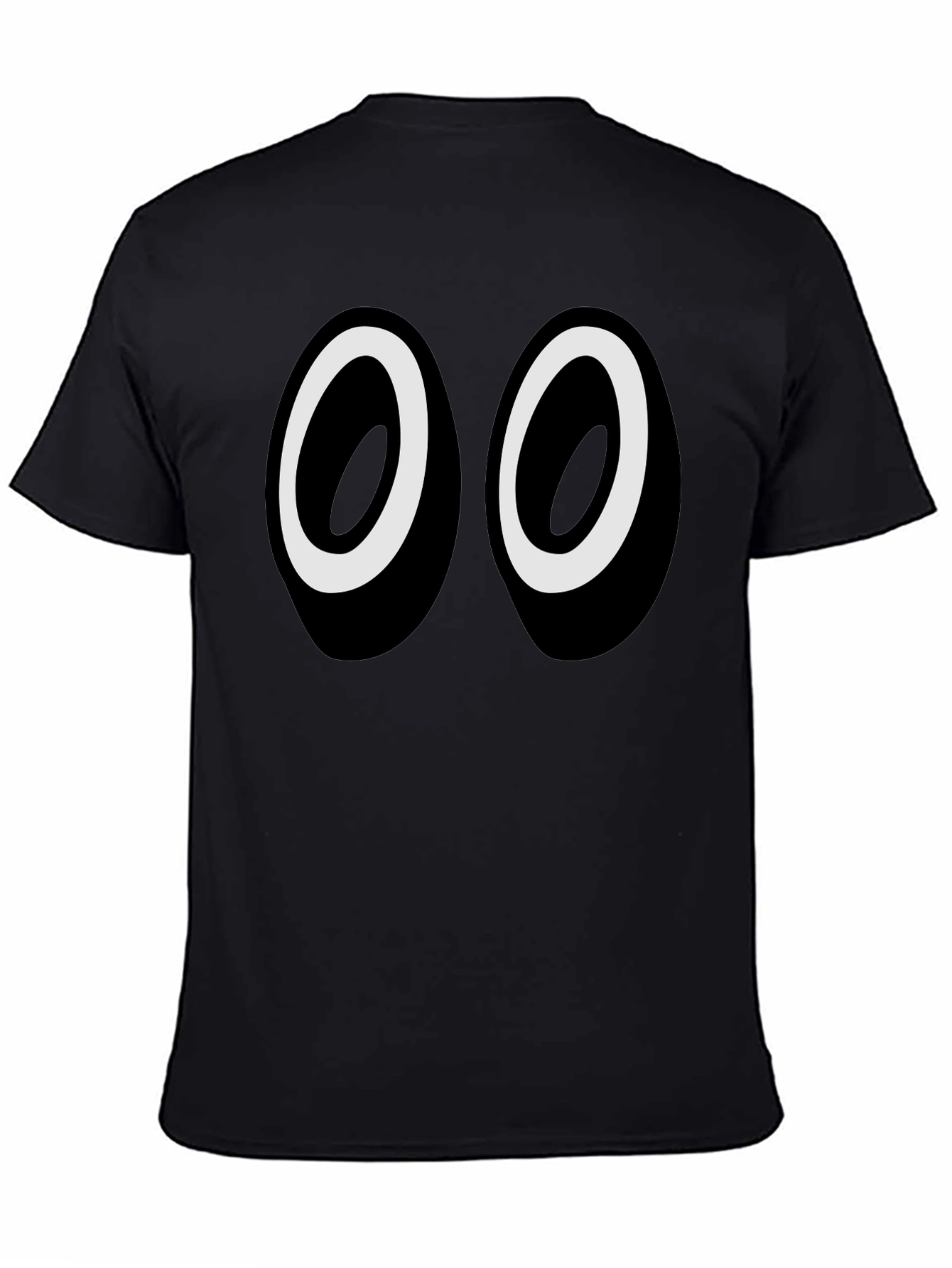 Funny Cartoon Eyes Graphic Black T-Shirt