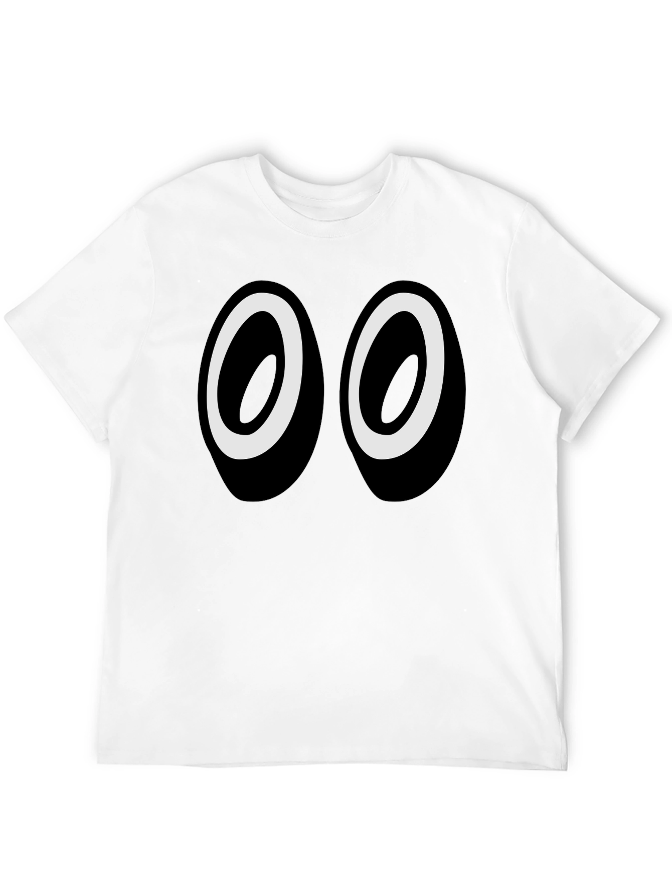 Funny Cartoon Eyes Graphic Black T-Shirt