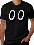 Funny Cartoon Eyes Graphic Black T-Shirt