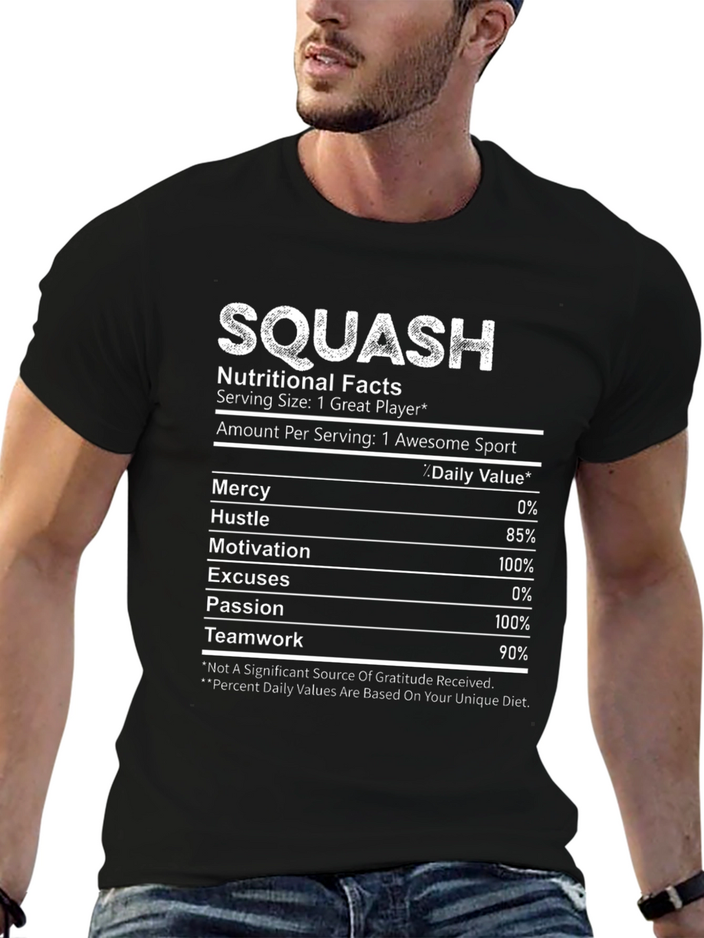 Squash Player Nutritional Facts T-Shirt