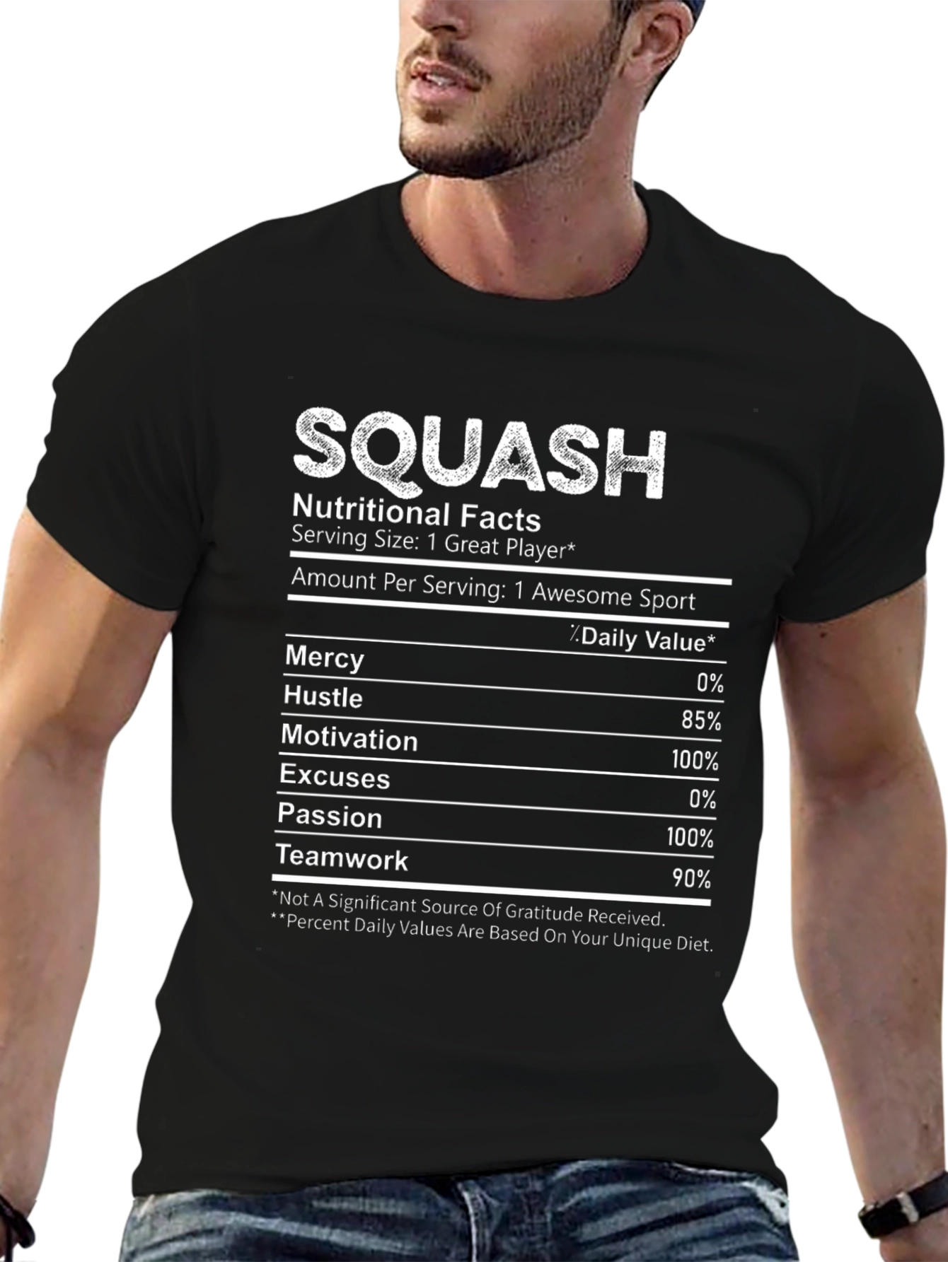 Squash Player Nutritional Facts T-Shirt