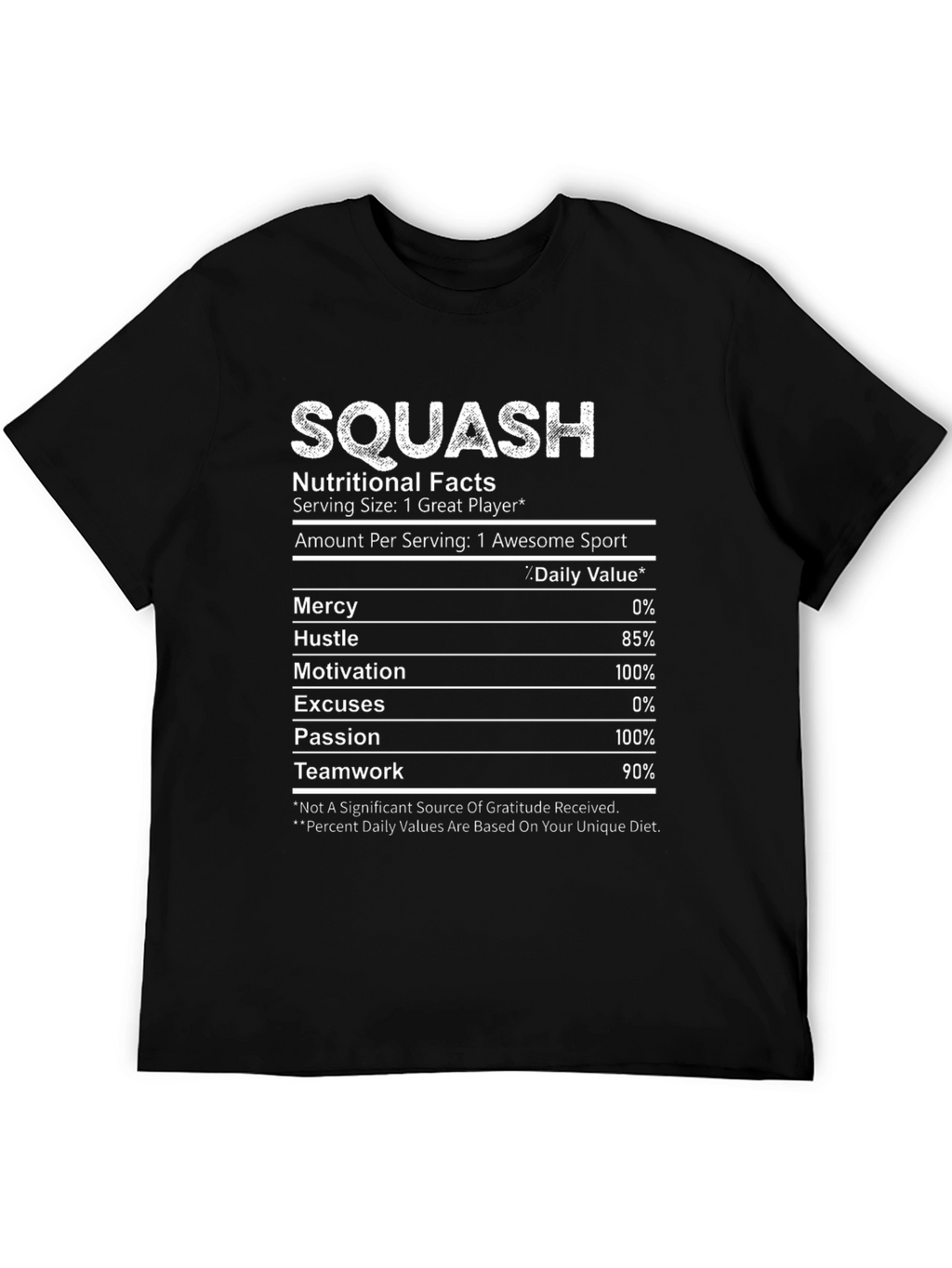 Squash Player Nutritional Facts T-Shirt