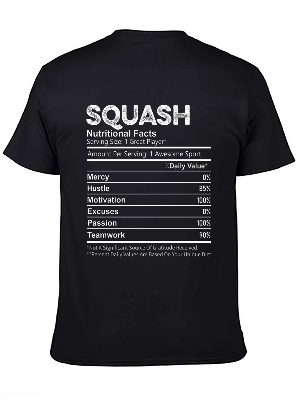 Squash Player Nutritional Facts T-Shirt