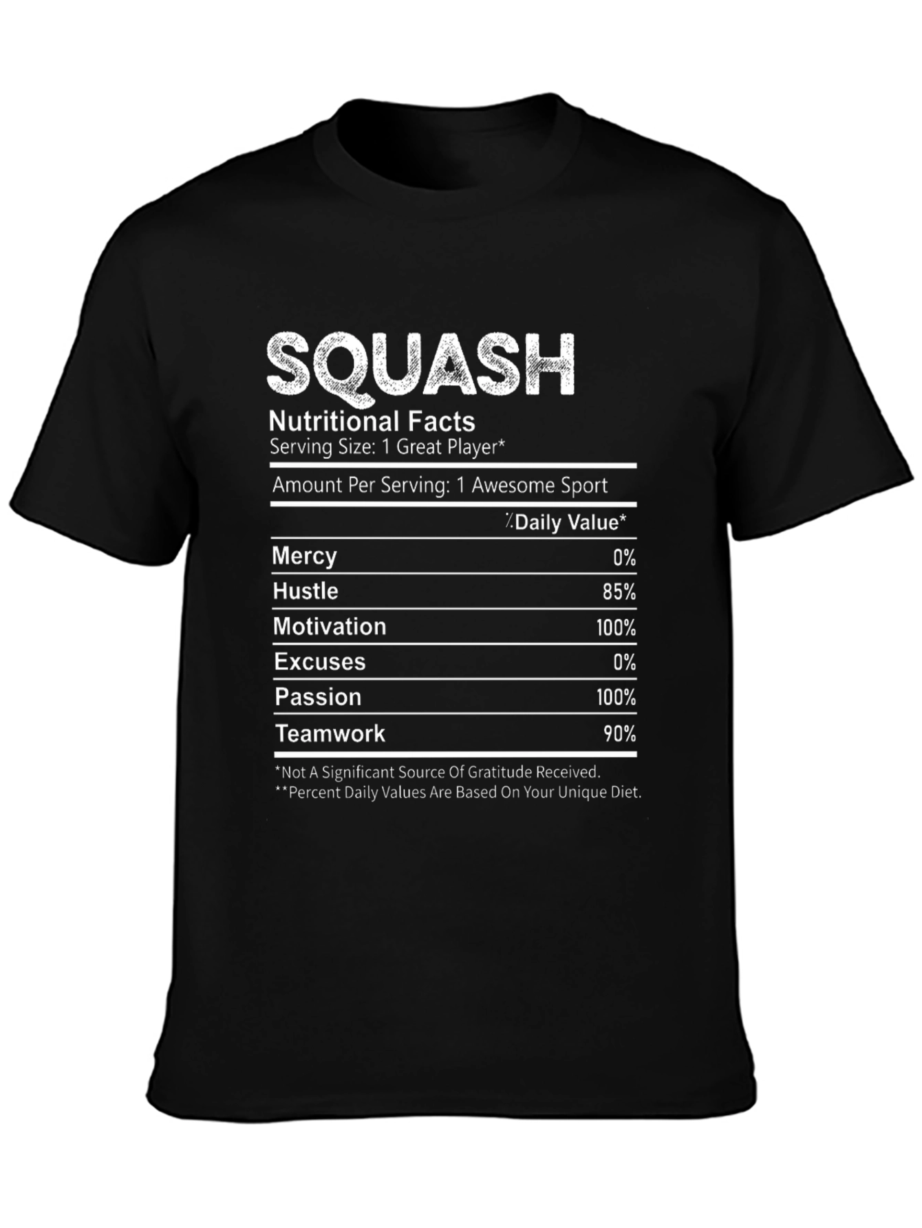 Squash Player Nutritional Facts T-Shirt