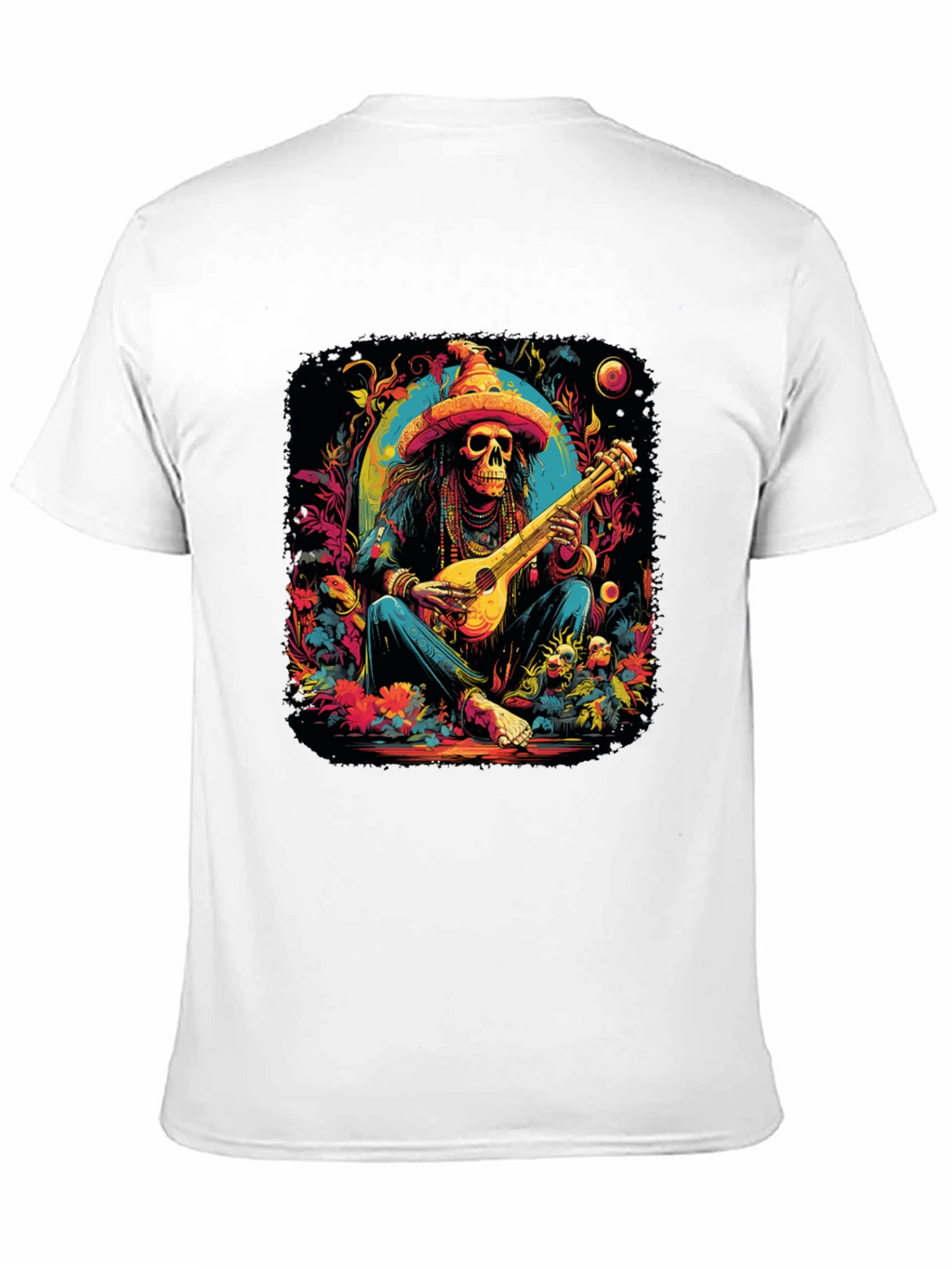 Day of the Dead Skeleton Musician Graphic T-Shirt