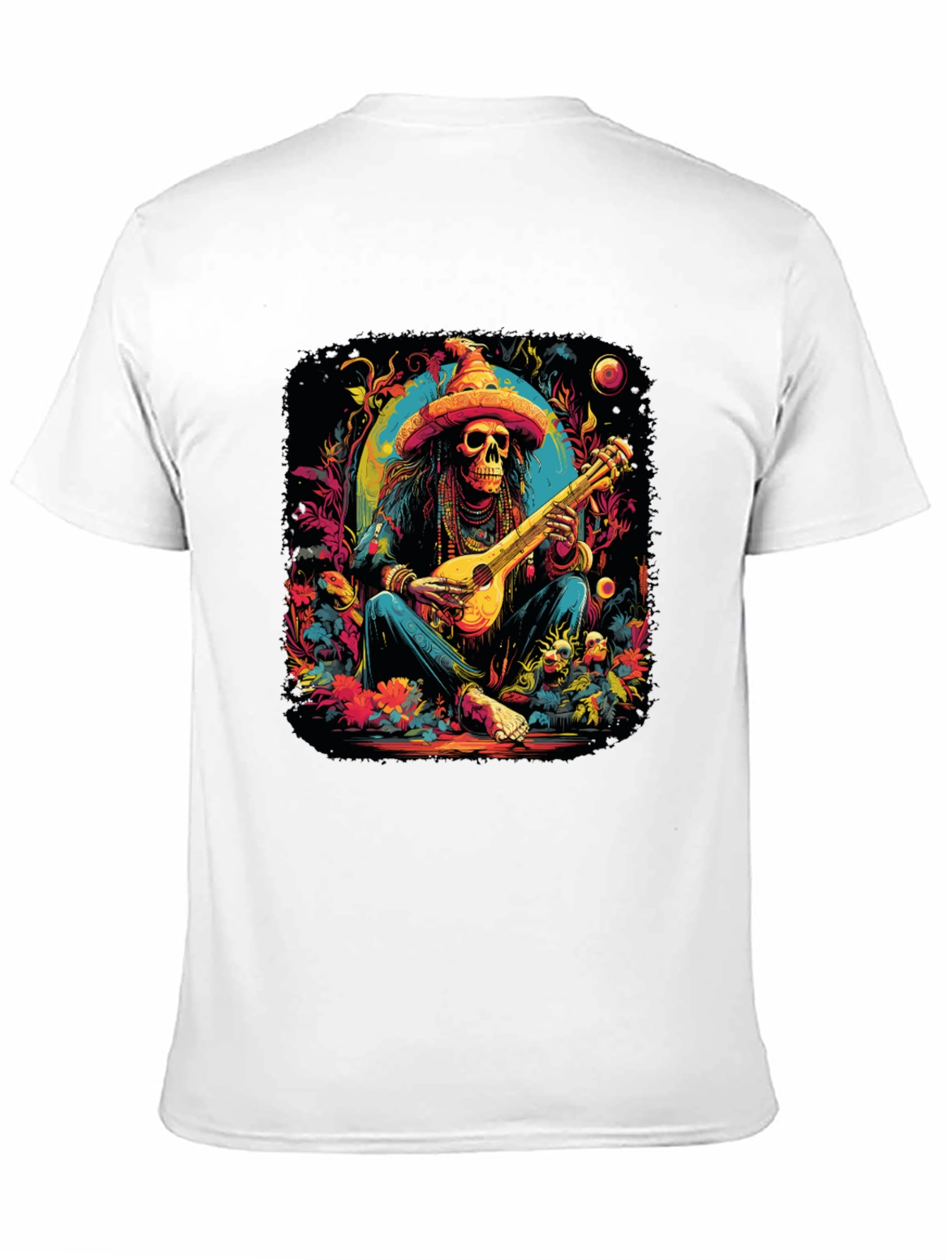 Day of the Dead Skeleton Musician Graphic T-Shirt