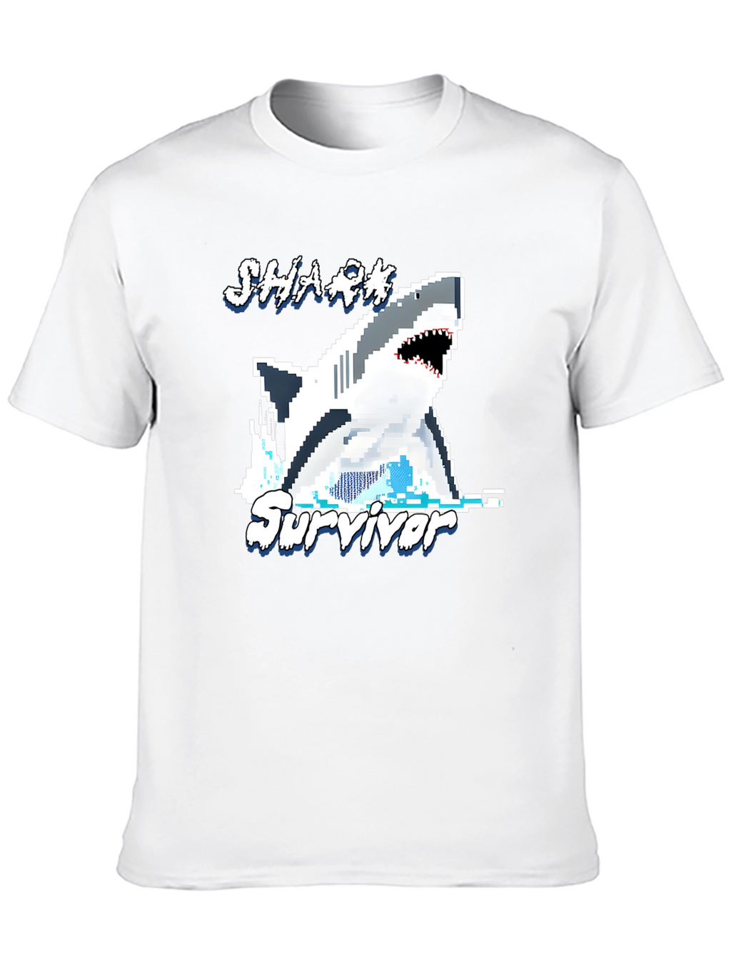 Shark Survivor Pixel Art Graphic Tee