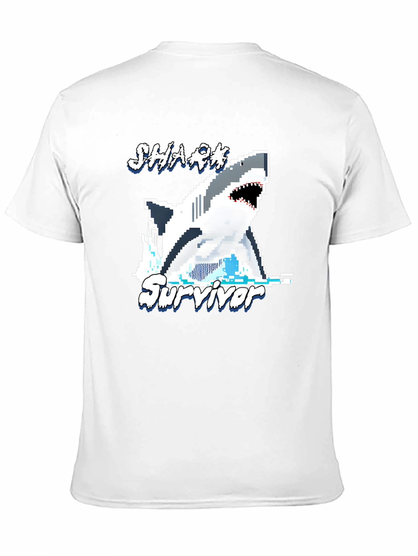 Shark Survivor Pixel Art Graphic Tee