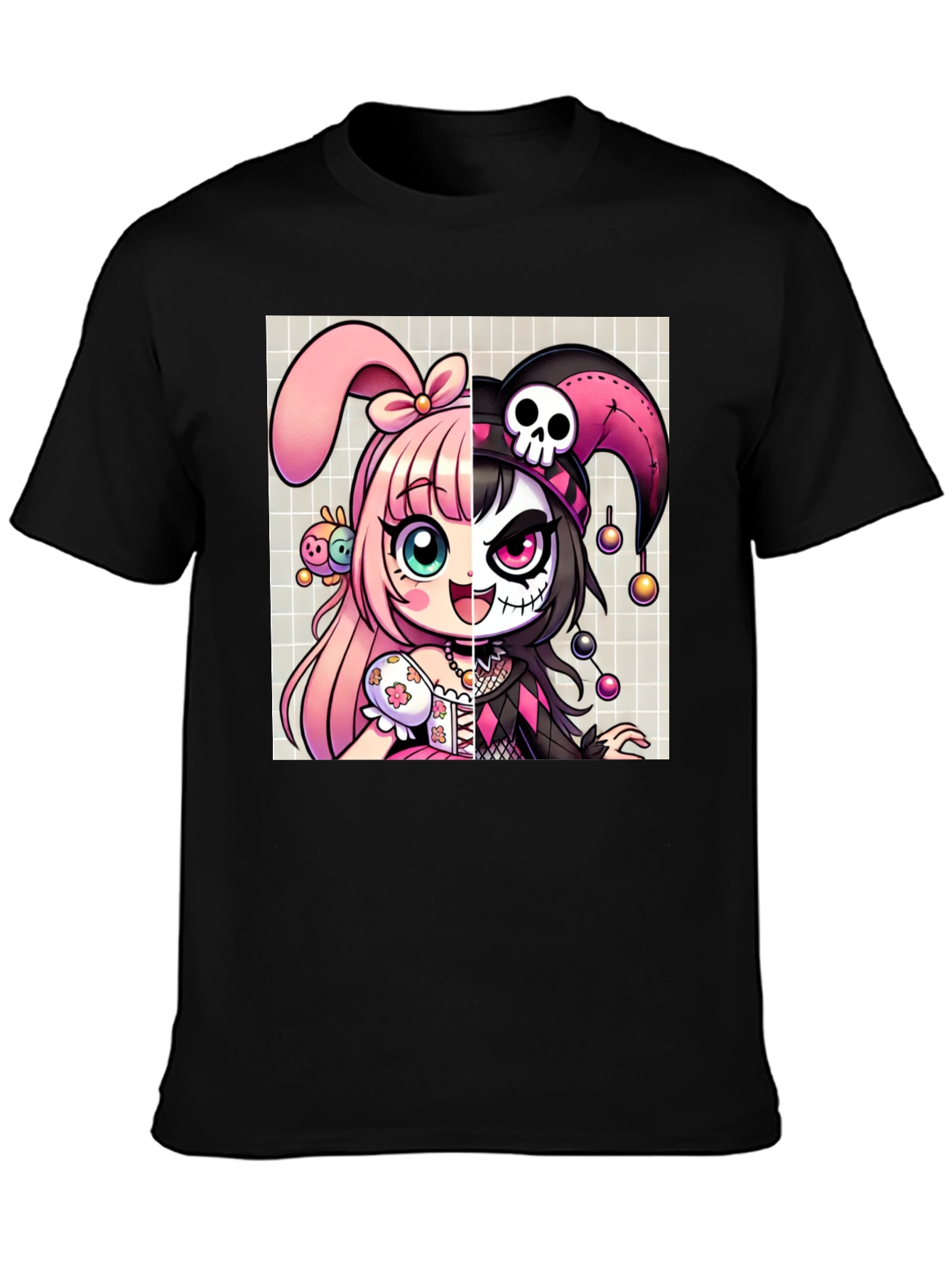 Anime Girl Split Face Graphic Tee