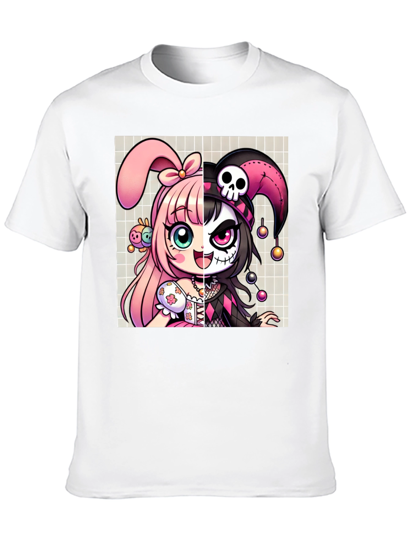 Anime Girl Split Face Graphic Tee
