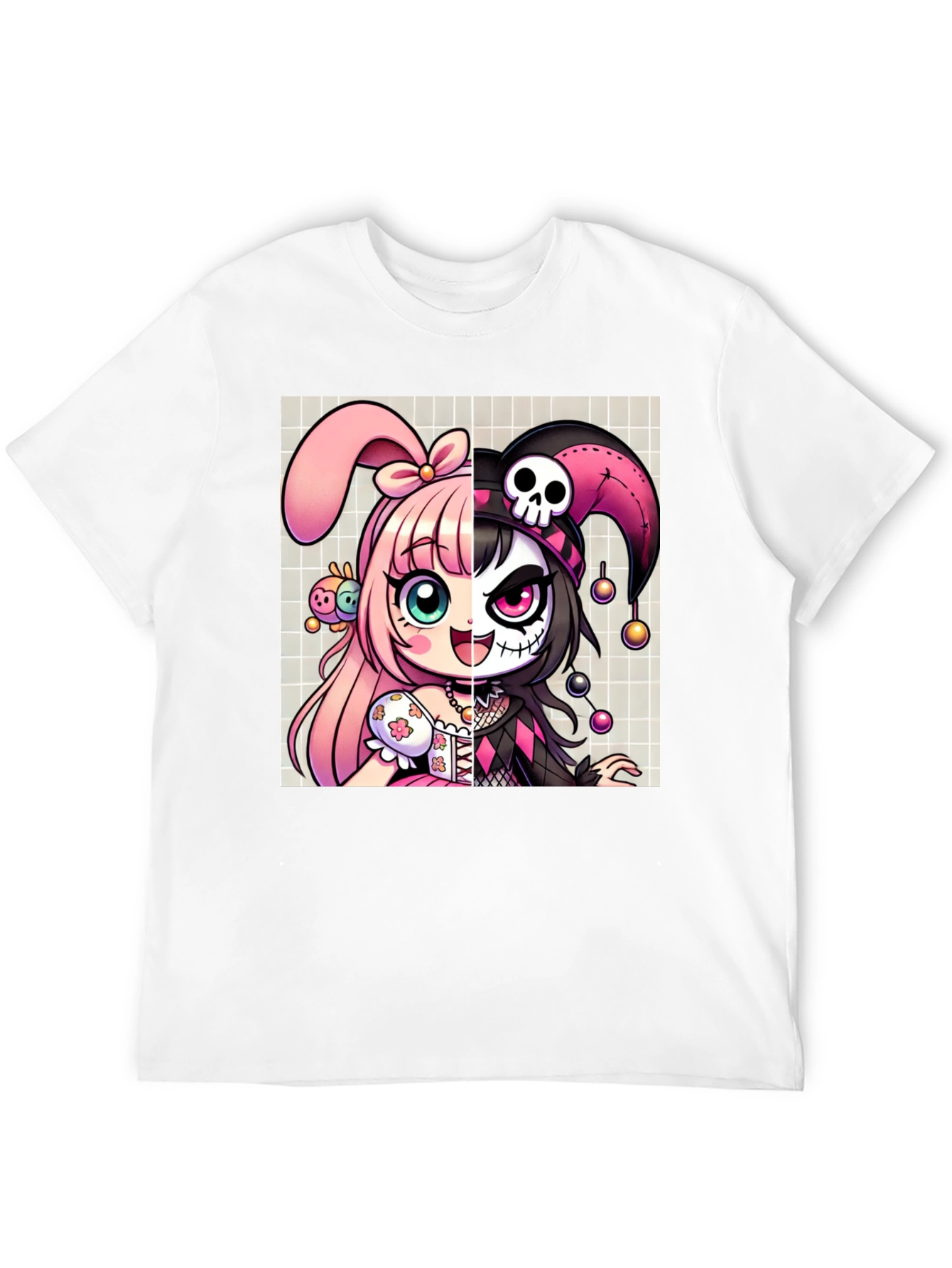 Anime Girl Split Face Graphic Tee