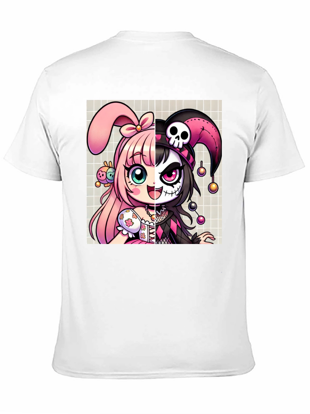 Anime Girl Split Face Graphic Tee
