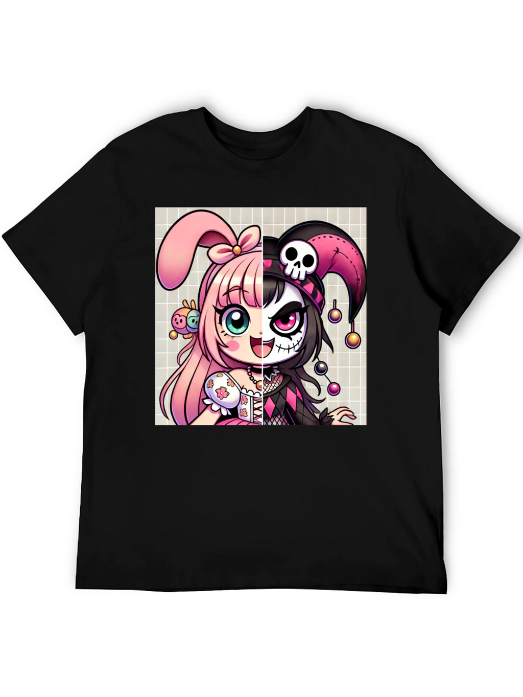 Anime Girl Split Face Graphic Tee