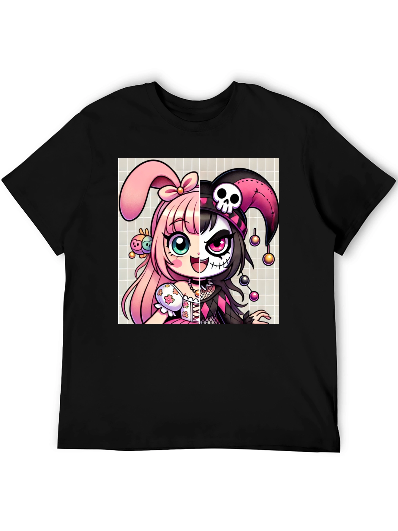 Anime Girl Split Face Graphic Tee