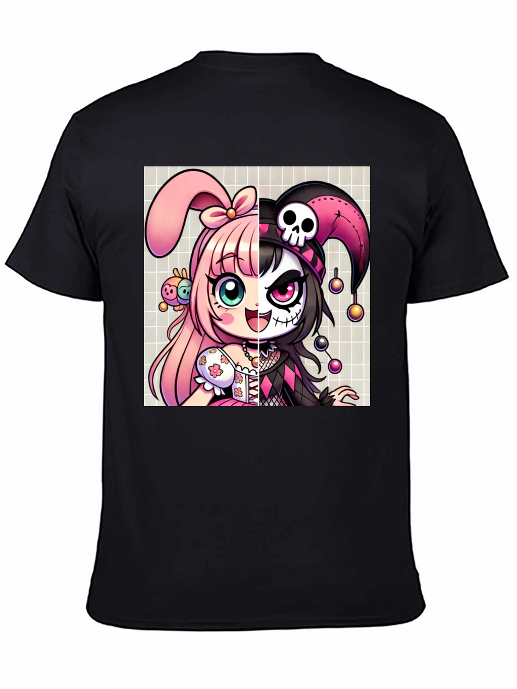 Anime Girl Split Face Graphic Tee