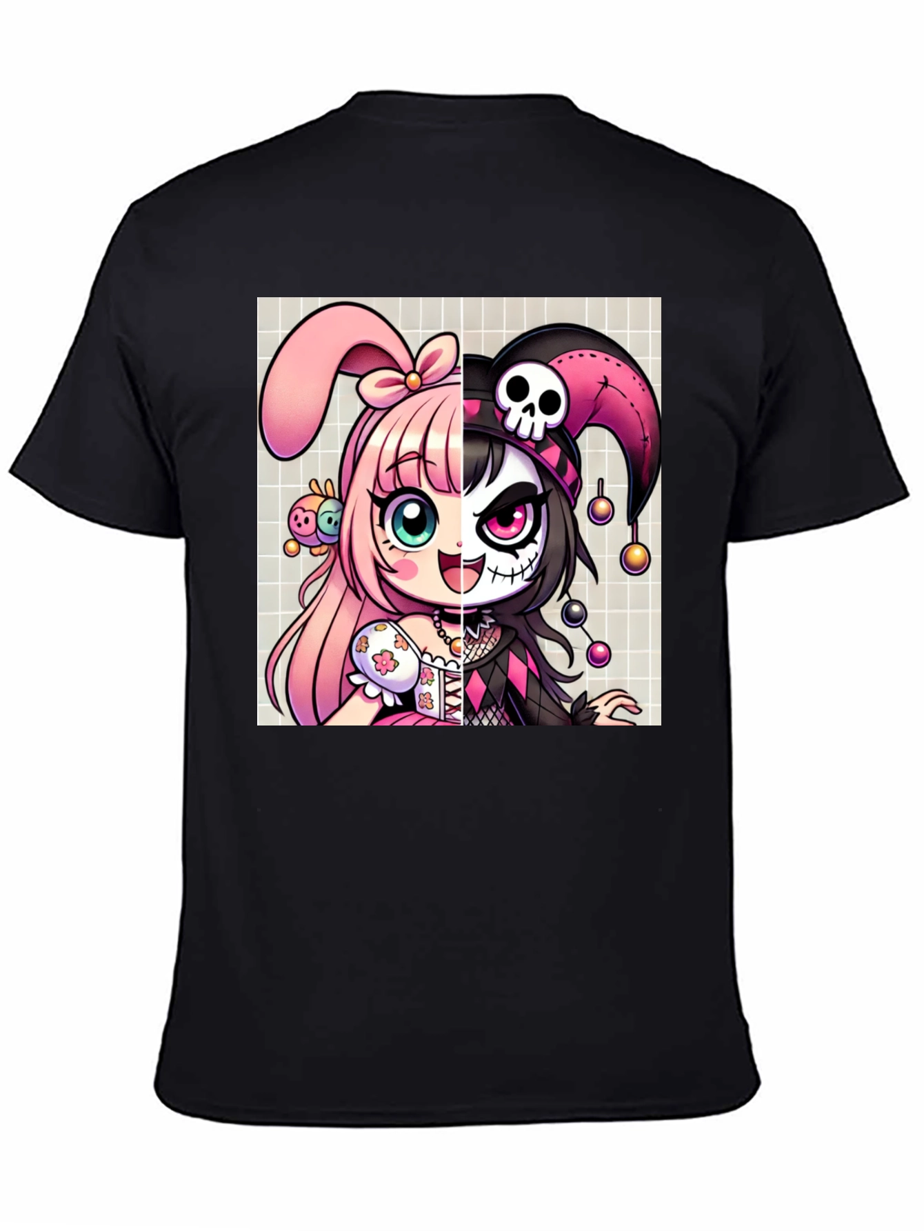 Anime Girl Split Face Graphic Tee
