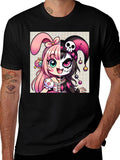 Anime Girl Split Face Graphic Tee