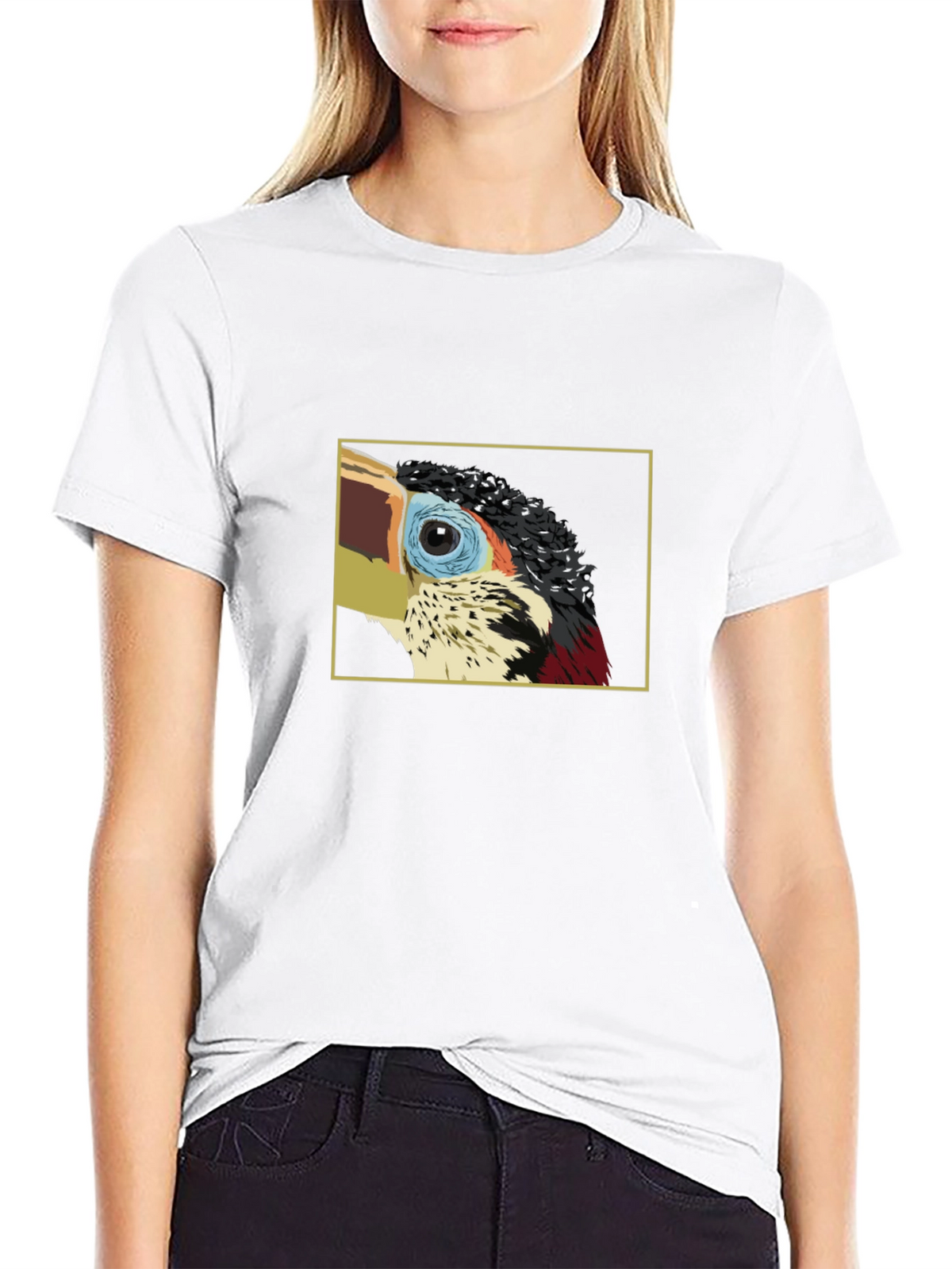 Stylish Black T-Shirt with Bird Graphic