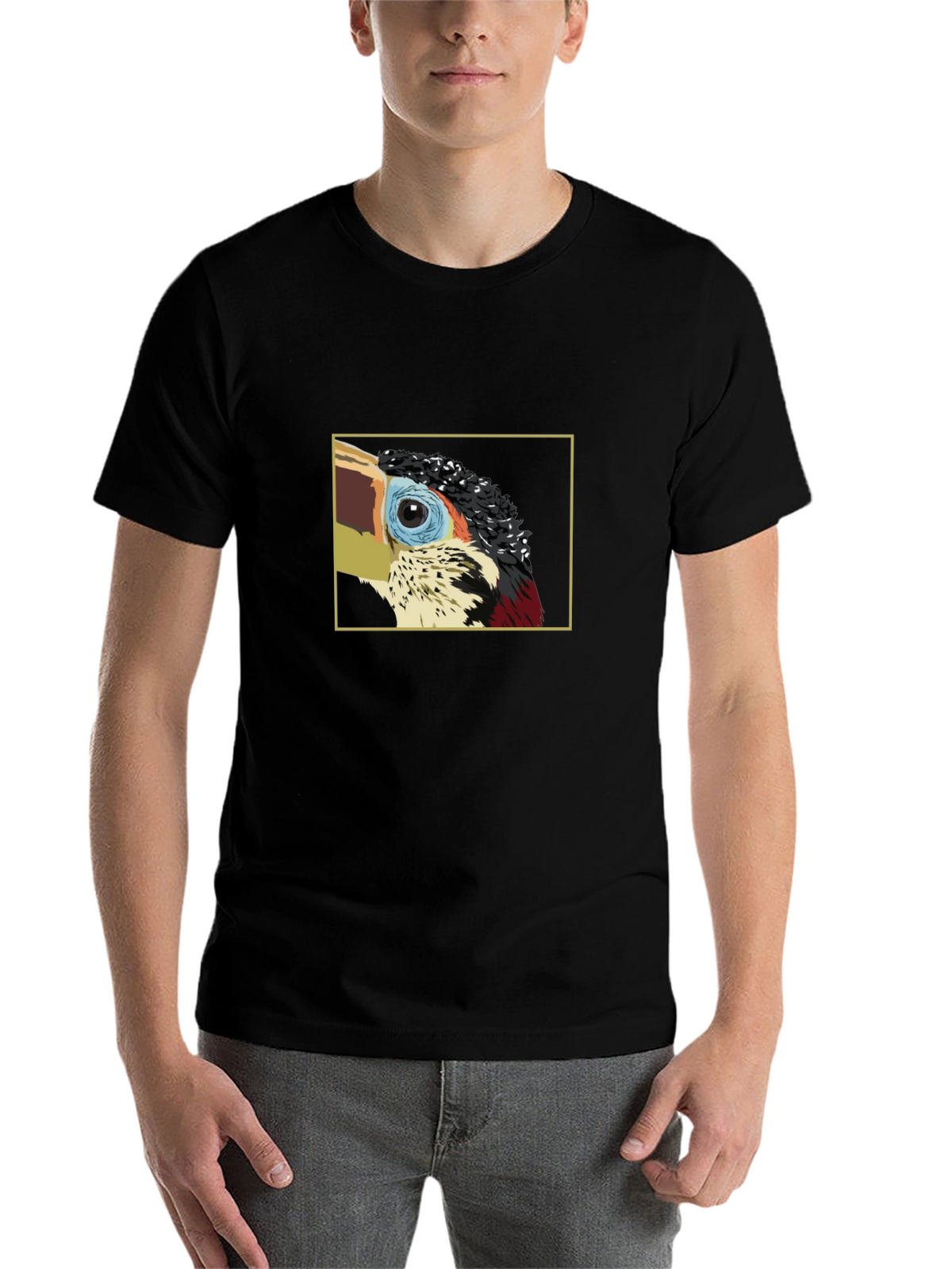 Stylish Black T-Shirt with Bird Graphic
