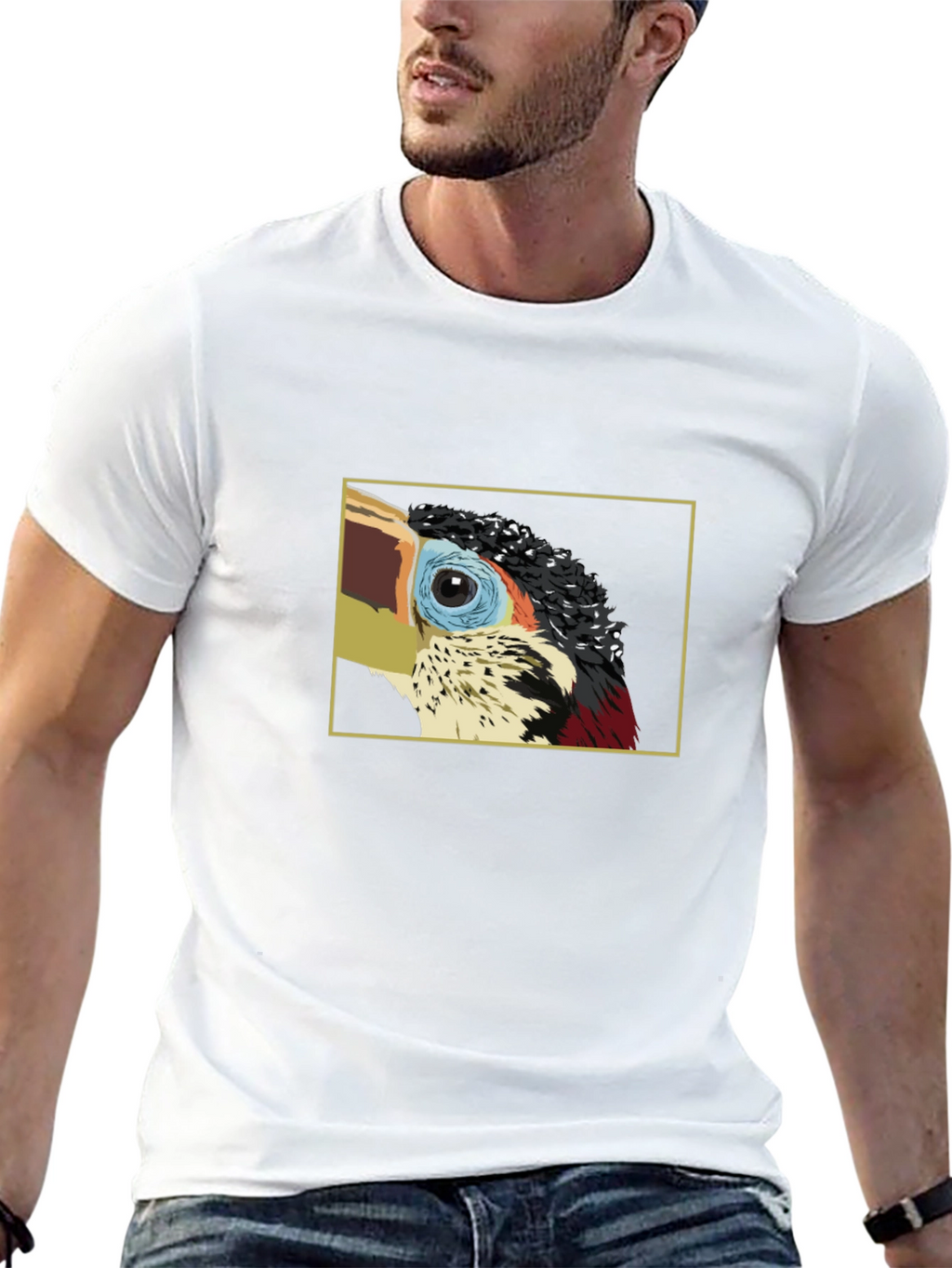 Stylish Black T-Shirt with Bird Graphic
