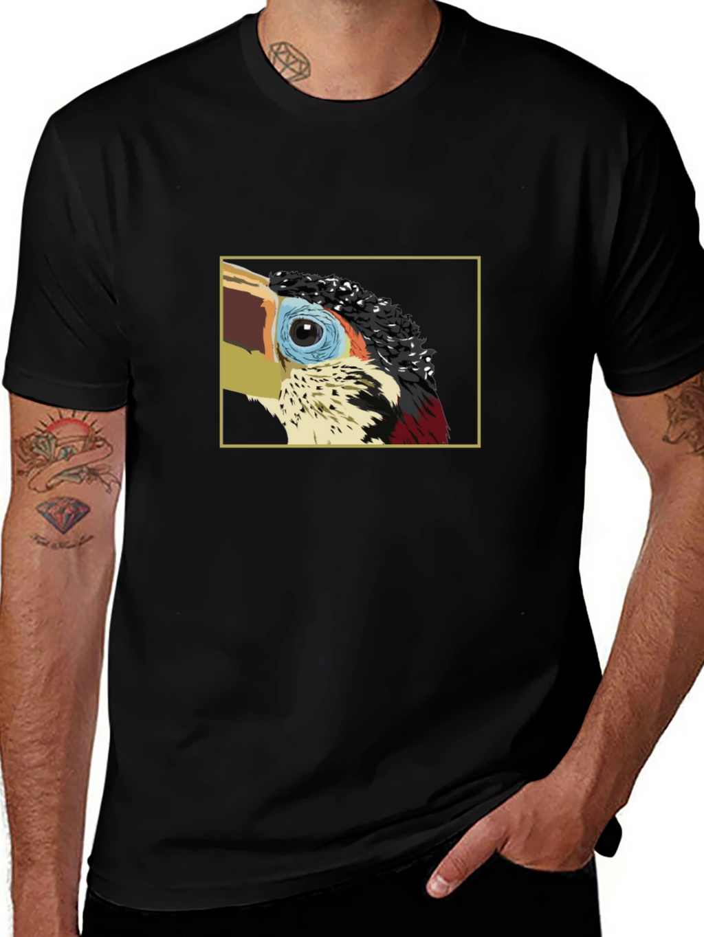Stylish Black T-Shirt with Bird Graphic