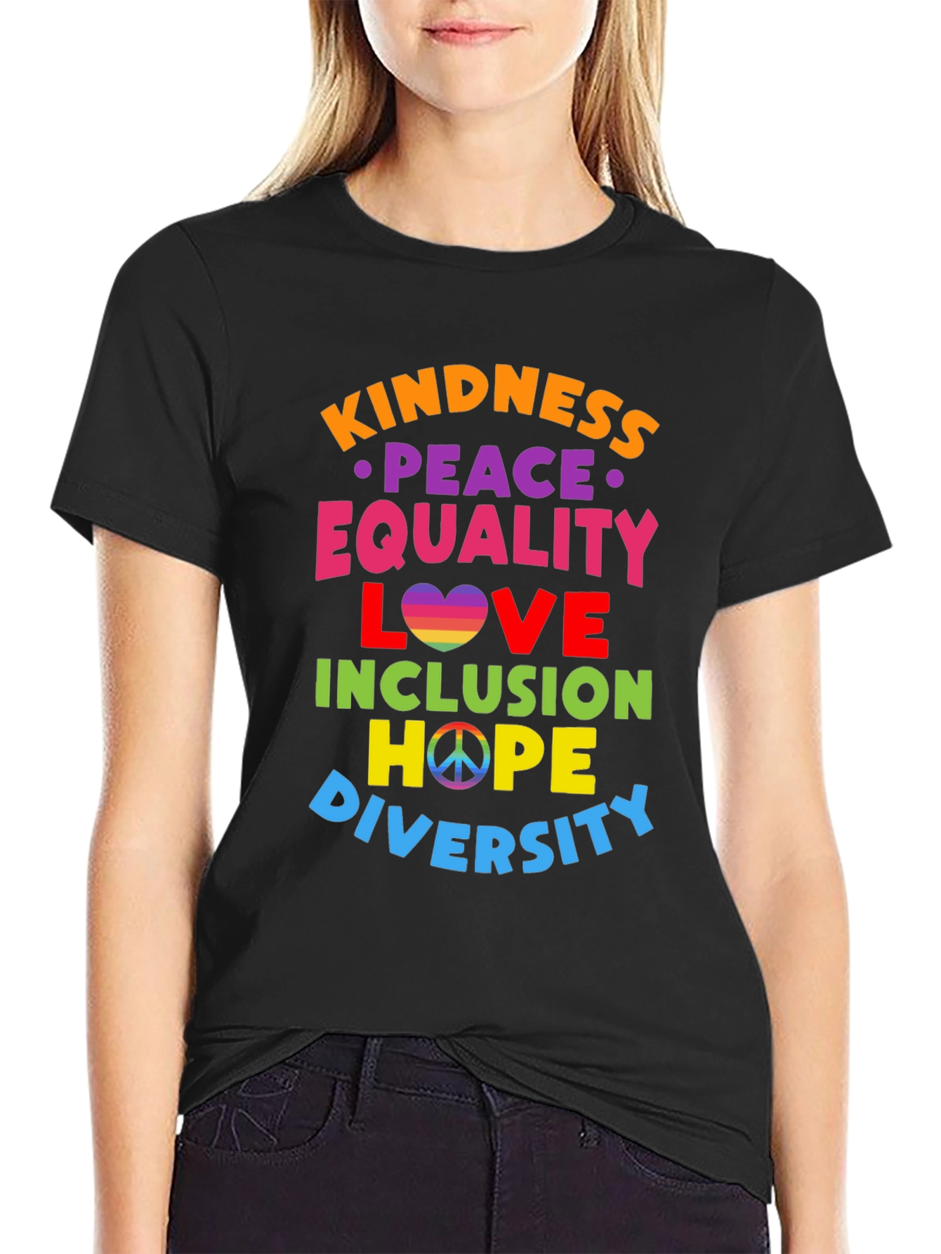 Kindness Peace Equality Love Inclusion Hope Diversity T-Shirt