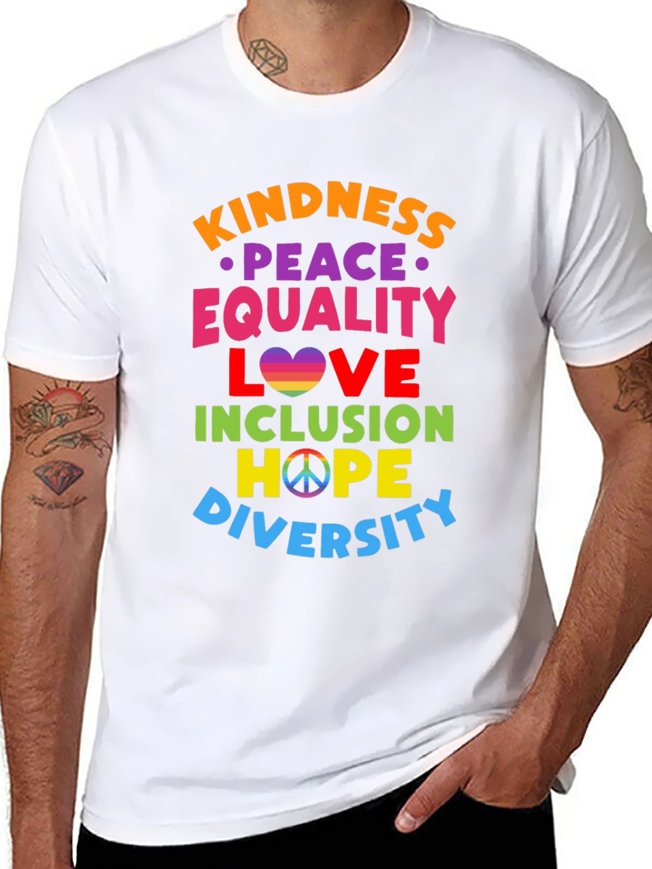 Kindness Peace Equality Love Inclusion Hope Diversity T-Shirt