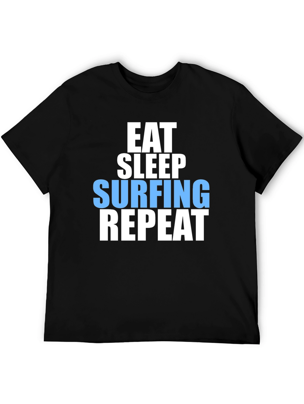 Eat Sleep Surfing Repeat Mens Black Graphic T-Shirt