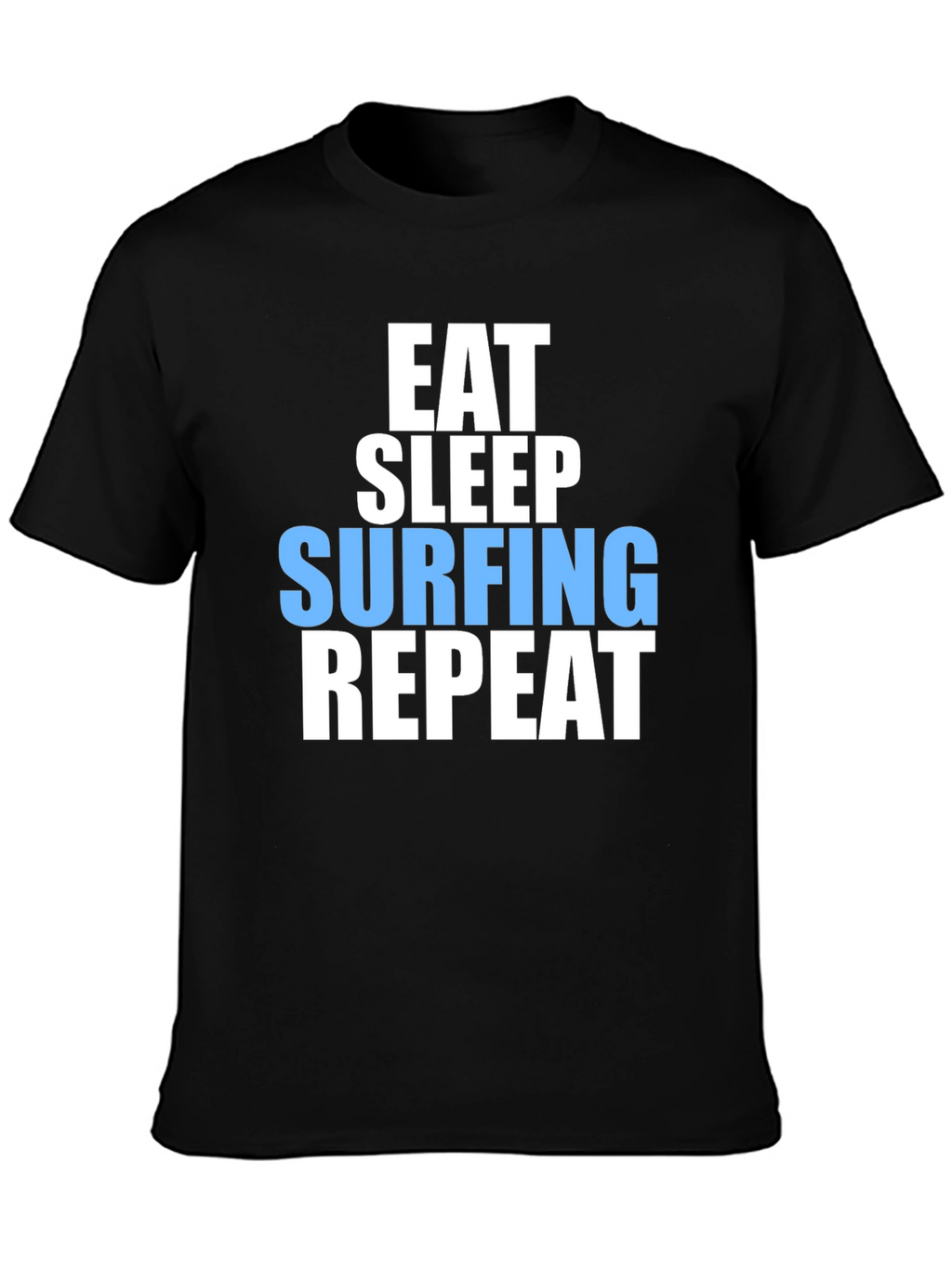 Eat Sleep Surfing Repeat Mens Black Graphic T-Shirt