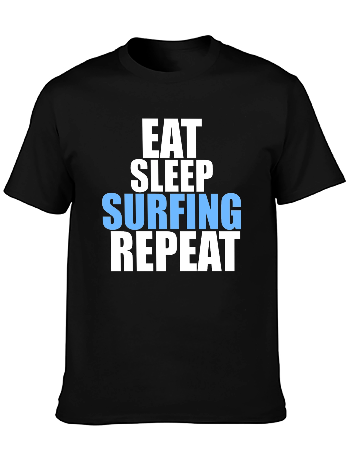 Eat Sleep Surfing Repeat Mens Black Graphic T-Shirt