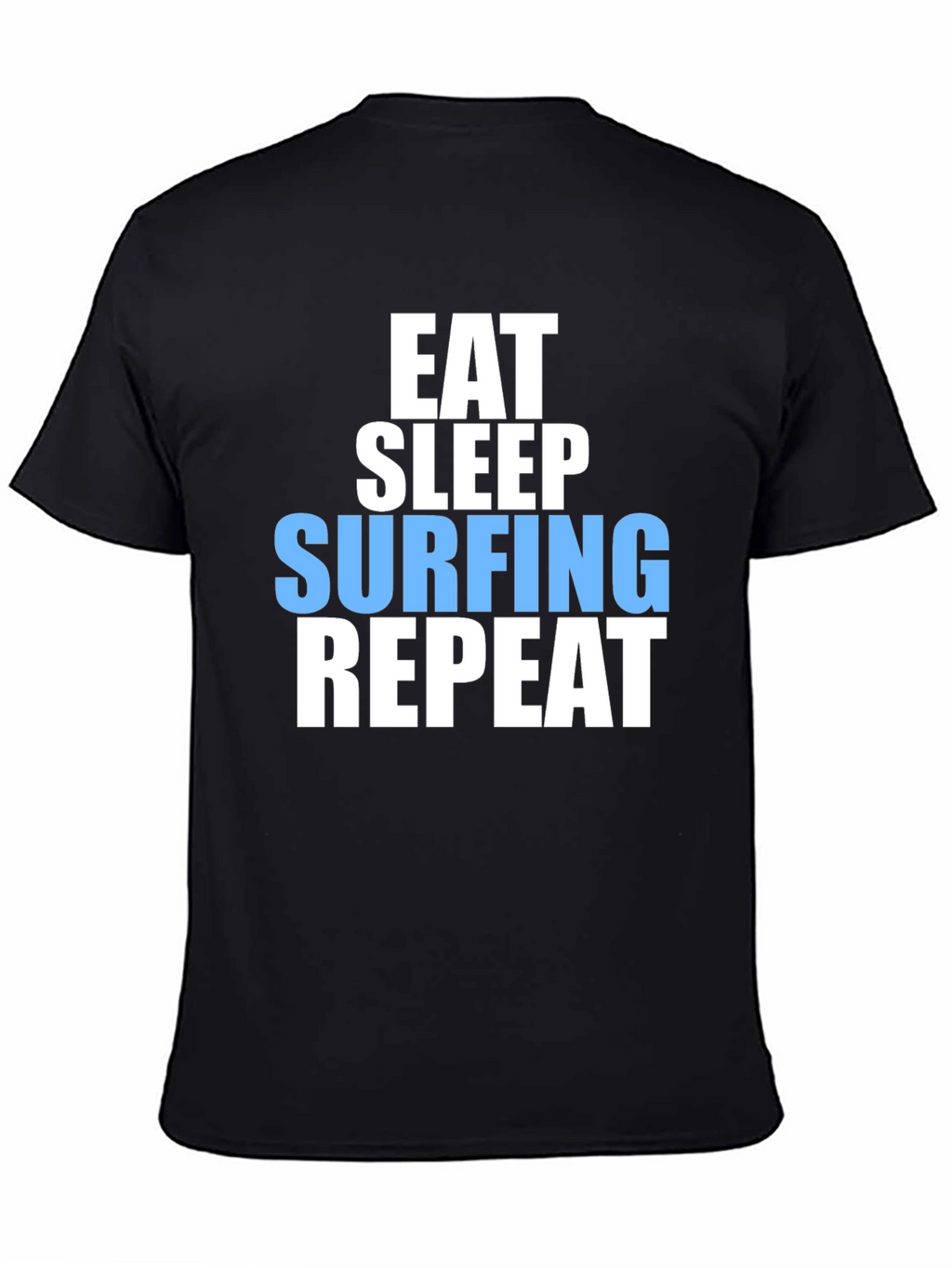 Eat Sleep Surfing Repeat Mens Black Graphic T-Shirt
