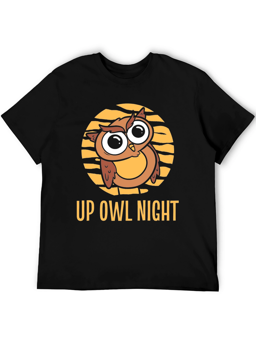 Up Owl Night Black T-Shirt - Cute Owl Design